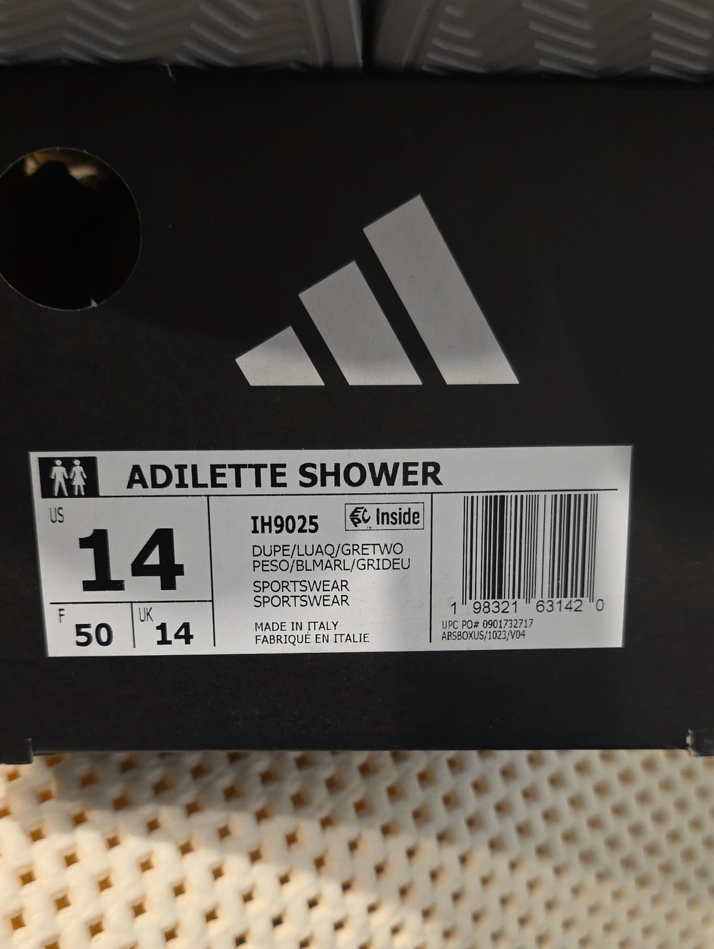 adidas Adilette Shower Slide Sandals - Blue Stripes/ Gray slide